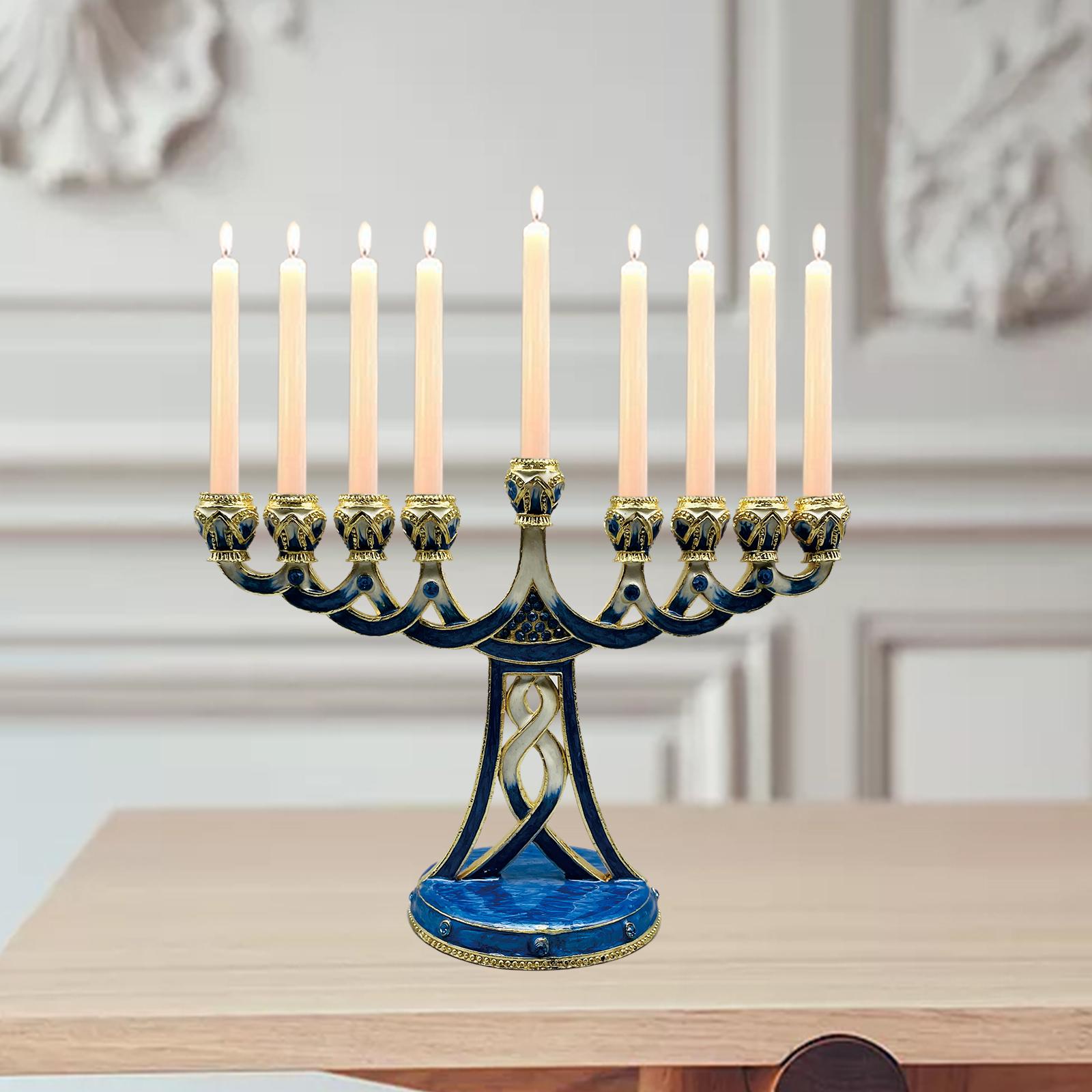 Paraffin Wax - Portavelas de menorá esmaltado, candelabro antiguo