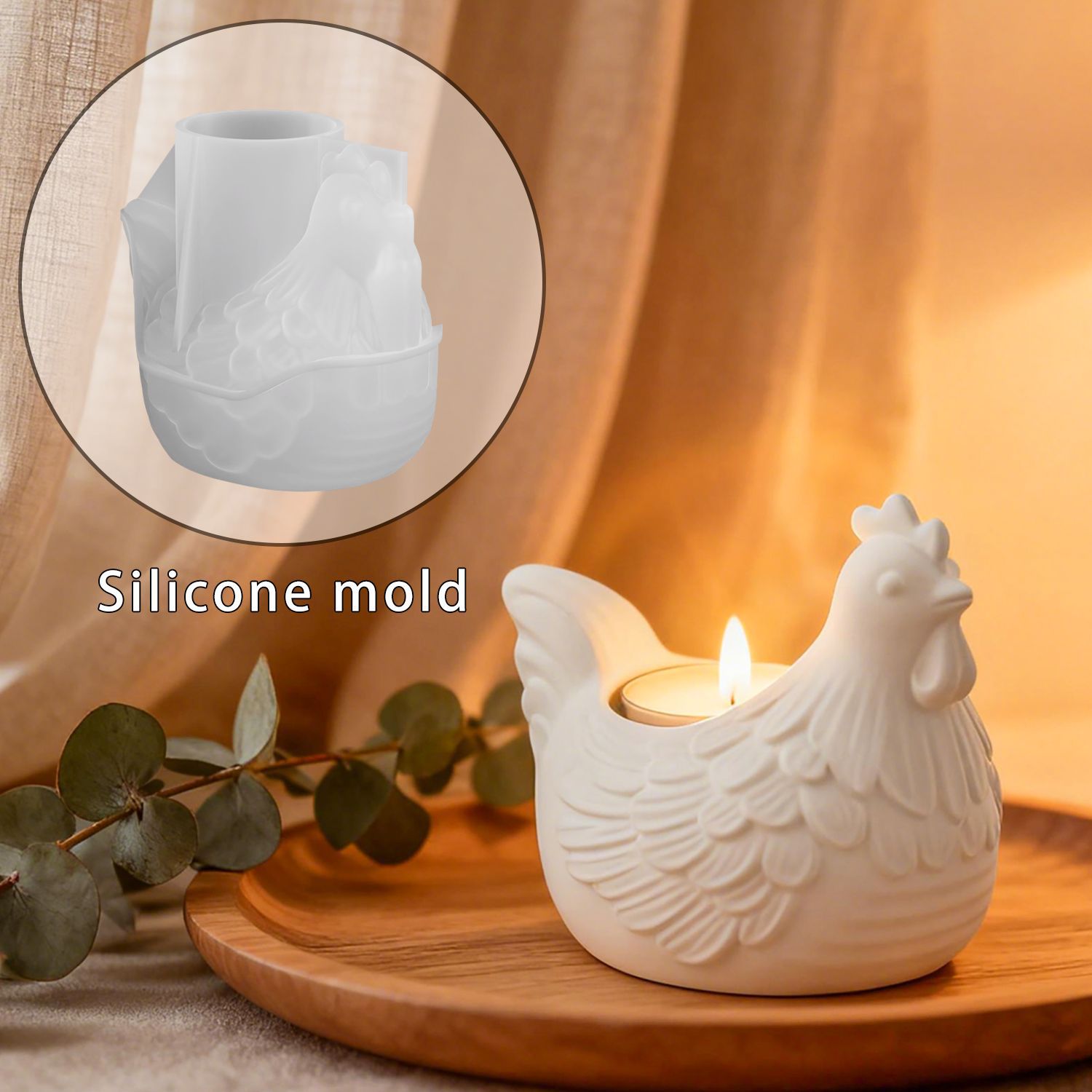 Candle Molds - Portavelas de pollo pequeño 3D DIY,