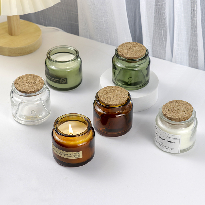 Candle Containers - Vaso de vidrio retro marrón resistente