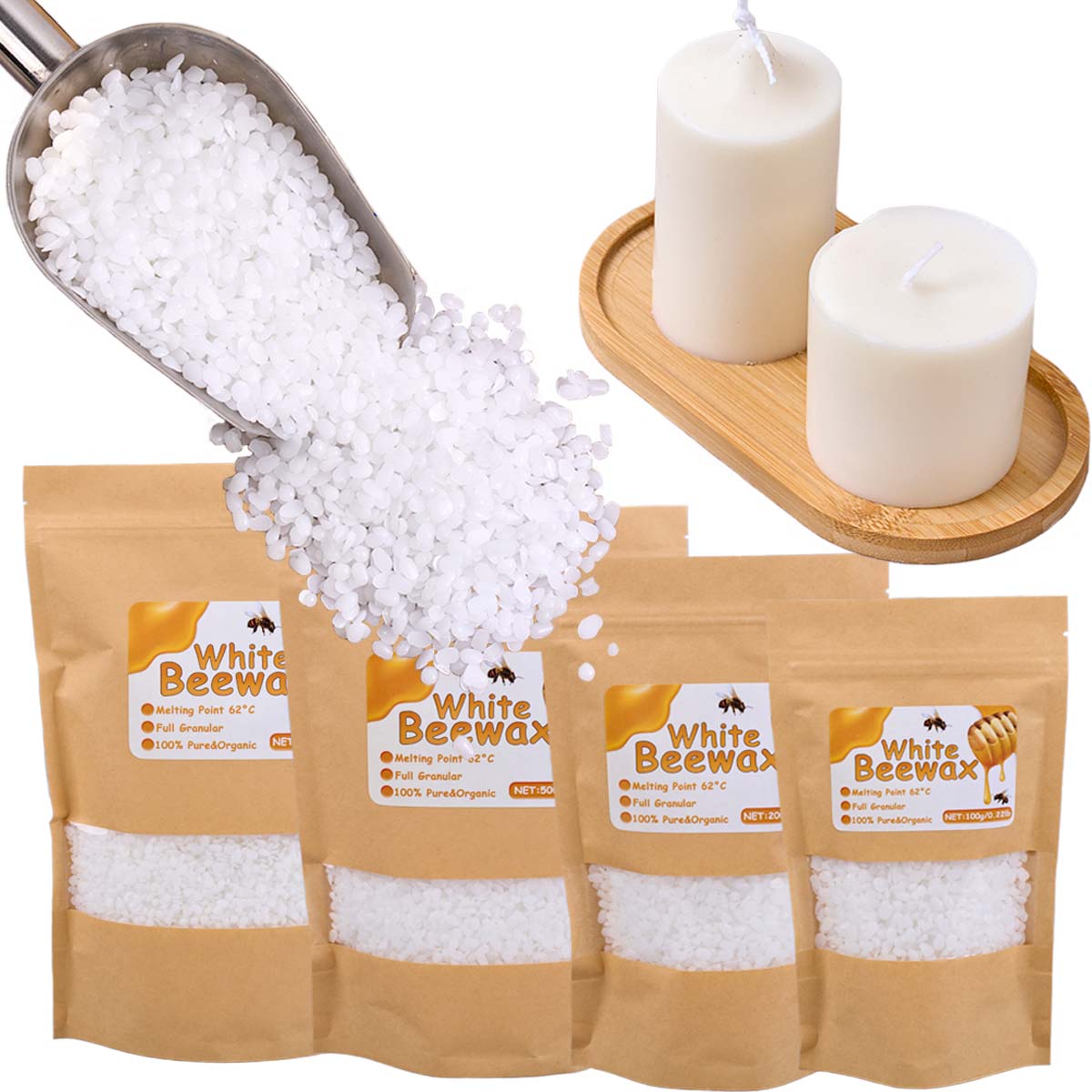 Candle Wick - Cera de abejas blanca, vela perfumada