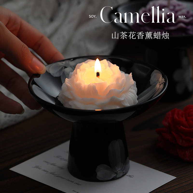 Soy Wax - Velas aromáticas de Camelia, adorno de