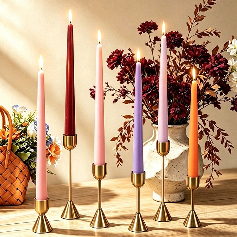 Velas cónicas de color burdeos - Soy Wax reseña y precio